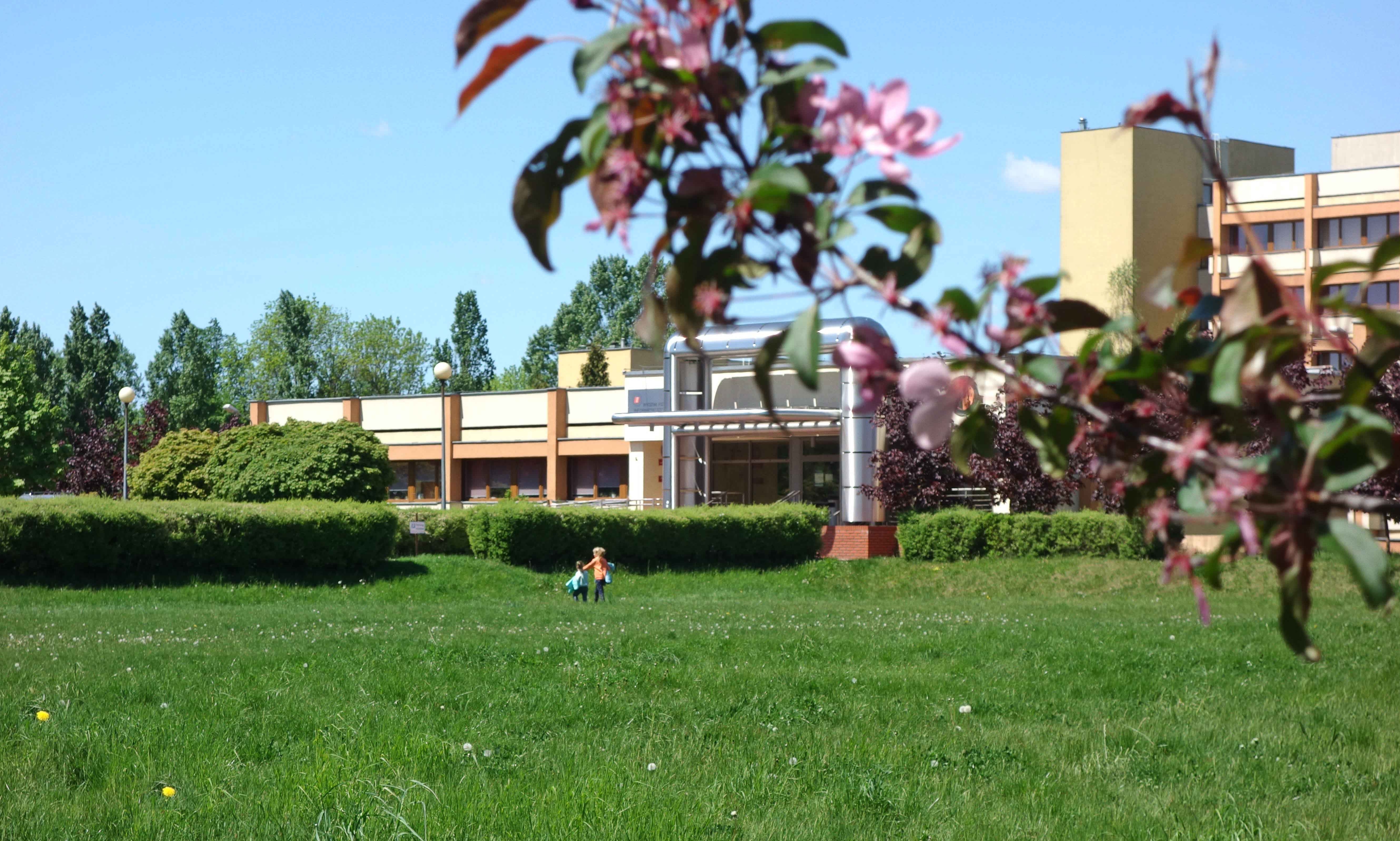 Building of the Faculty of Physics and Applied Informatics UL in springtime.