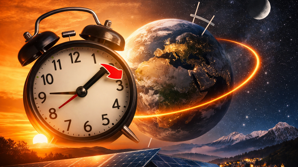 A decorative element: an illustration symbolically presenting the changing time with the Earth's motion around the Sun