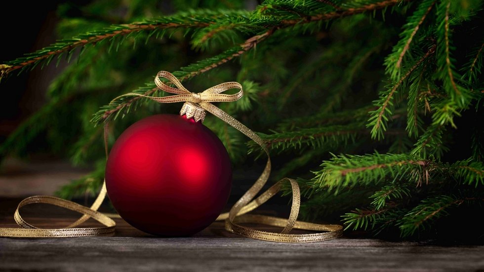 Christmas decoration with red ball.